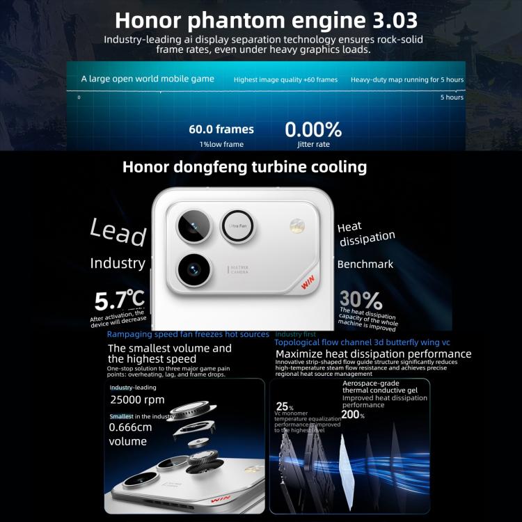 Honor WIN RT, 12GB+512GB, 3D Ultrasonic Fingerprint, 10000mAh Battery, 6.83 inch MagicOS 10.0 / Android 16 Snapdragon 8 Elite Octa Core, Network: 5G, NFC, OTG, 12GB+512GB