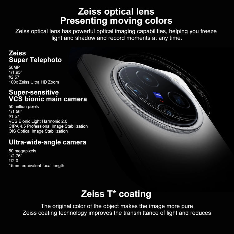 vivo X200, 12GB+256GB, Face ID / Screen Fingerprint Identification, 6.67 inch Android 15 Dimensity 9400 Octa Core, OTG, NFC, Network: 5G, Support Google Play (Black)