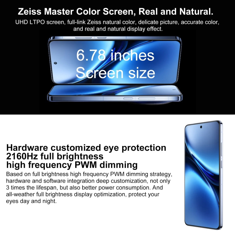 vivo X200 Pro, 16GB+512GB, Face ID / Screen Fingerprint Identification, 6.78 inch Android 15 Dimensity 9400 Octa Core, OTG, NFC, Network: 5G, Support Google Play (Sapphire Blue)