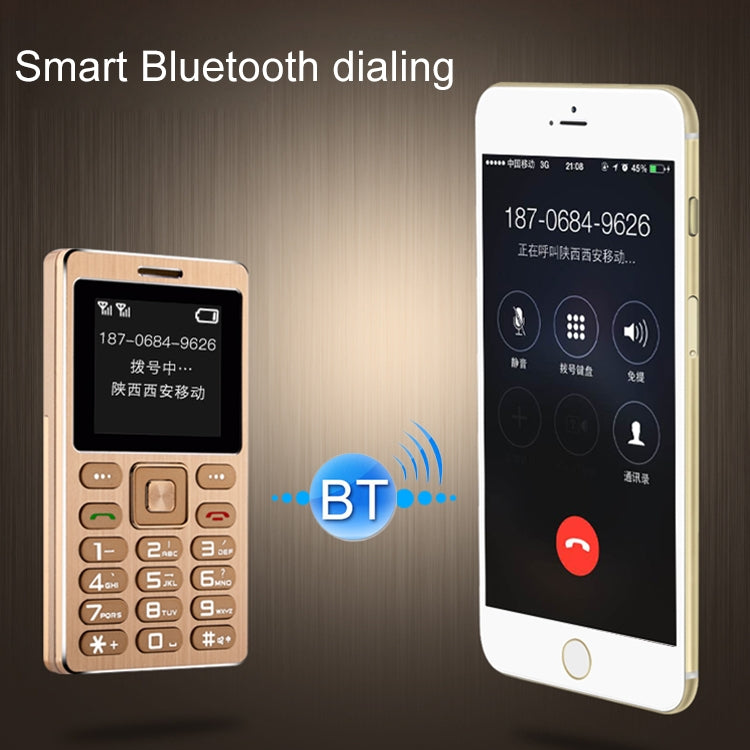 SATREND A10 Card Mobile Phone, 1.77 inch, MTK6261D, 21 Keys, Support Bluetooth, MP3, Anti-lost, Remote Capture, FM, GSM, Dual SIM(Rose Gold)