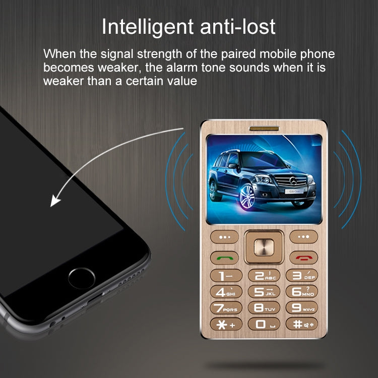 SATREND A10 Card Mobile Phone, 1.77 inch, MTK6261D, 21 Keys, Support Bluetooth, MP3, Anti-lost, Remote Capture, FM, GSM, Dual SIM(Rose Gold)