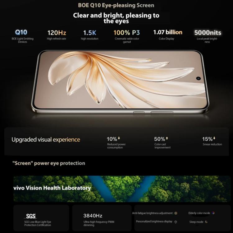 vivo S20, 8GB+256GB, Face ID / Screen Fingerprint Identification, 6.67 inch Android 15 Snapdragon 7 Gen 3 Octa Core, OTG, NFC, Network: 5G (Gold)