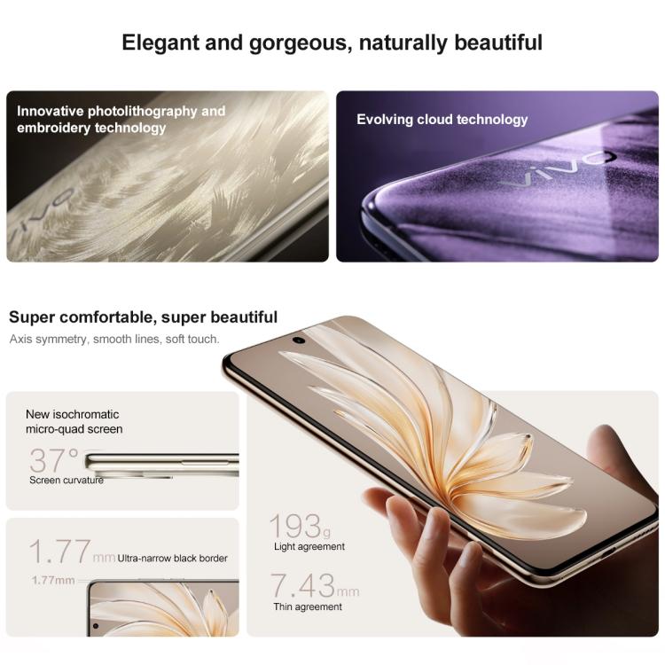 vivo S20 Pro, 16GB+512GB, Face ID / Screen Fingerprint Identification, 6.67 inch Android 15 Dimensity 9300+ Octa Core, OTG, NFC, Network: 5G (Gold)