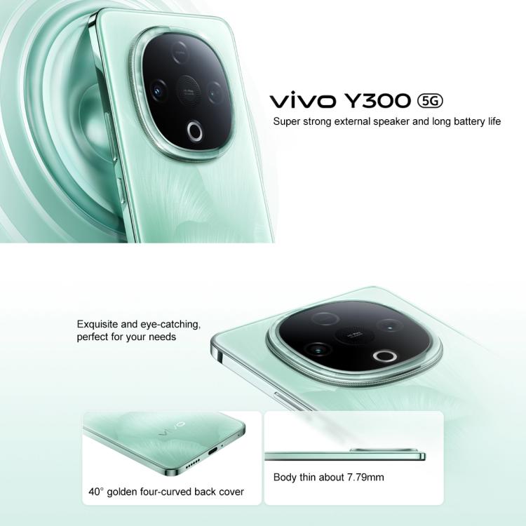 vivo Y300, 8GB+128GB, Face ID / Screen Fingerprint Identification, 6.77 inch Android 15 OriginOS 5 Dimensity 6300 Octa Core, OTG, Network: 5G (White)