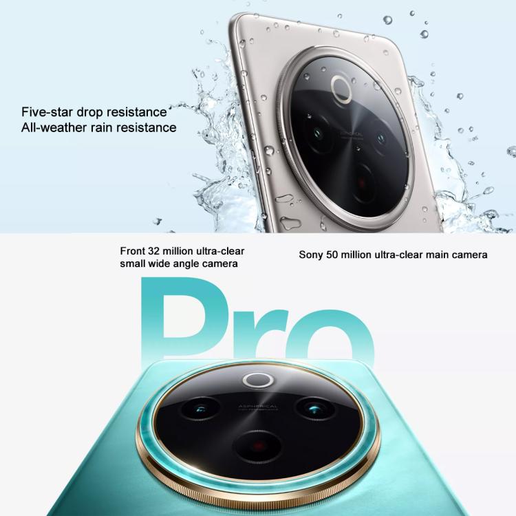 vivo Y300 Pro, 12GB+256GB, Face ID / Screen Fingerprint Identification, 6.77 inch Android 14 OriginOS 4 Snapdragon 6 Gen 1 Octa Core, OTG, Network: 5G (Cyan)