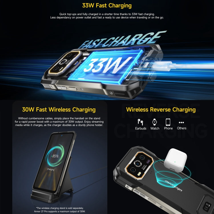[HK Warehouse] Ulefone Armor 27 Pro Rugged Phone, 12GB+256GB, Night Vision, 10600mAh, 6.78 inch Android 14 MediaTek Dimensity 6300 Octa Core, Network: 5G, NFC (Black)