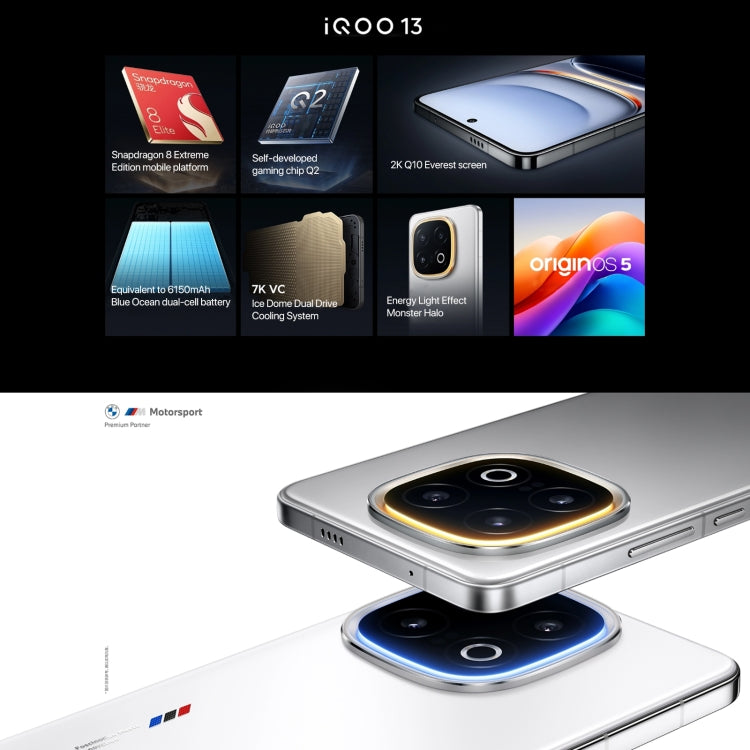 vivo iQOO 13, 16GB+256GB, Face ID / Screen Fingerprint Identification, 6.82 inch Android 15 OriginOS 5 Snapdragon 8 Elite Octa Core, OTG, NFC, Network: 5G, Support Google Play (Black)