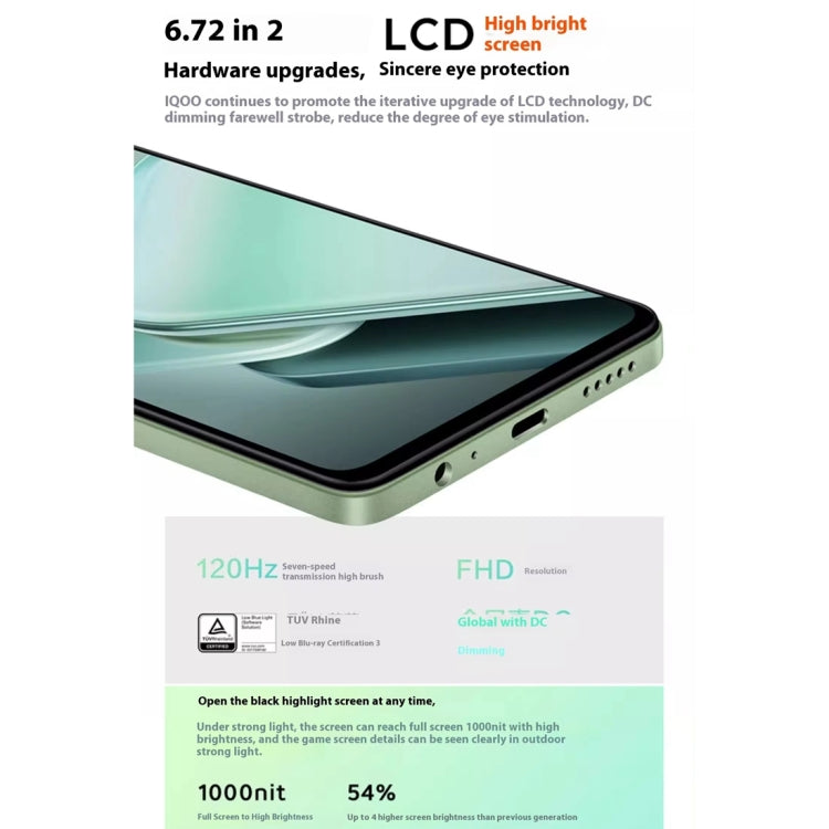 vivo iQOO Z9x, Dual Back Cameras, 8GB+256GB, Face ID Screen Fingerprint Identification, 6.72 inch Android 14.0 OriginOS 4 Snapdragon 6 Gen 1 Octa Core 2.2GHz, OTG, Network: 5G, Support Google Play (White)