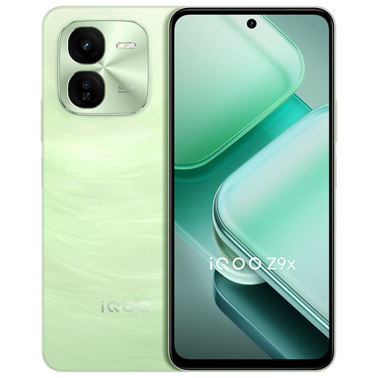 vivo iQOO Z9x, Dual Back Cameras, 12GB+256GB, Face ID Screen Fingerprint Identification, 6.72 inch Android 14.0 OriginOS 4 Snapdragon 6 Gen 1 Octa Core 2.2GHz, OTG, Network: 5G, Support Google Play (Light Green)