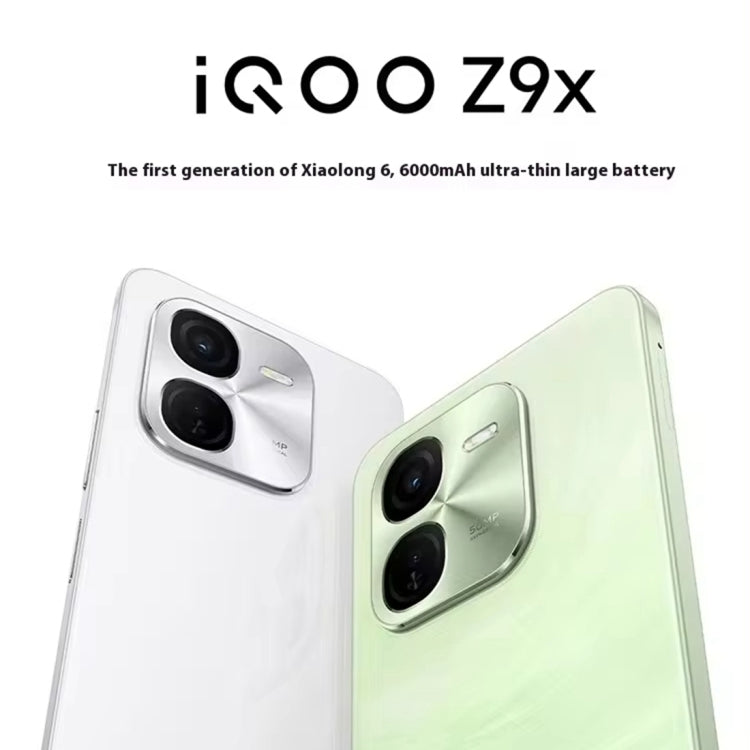 vivo iQOO Z9x, Dual Back Cameras, 12GB+256GB, Face ID Screen Fingerprint Identification, 6.72 inch Android 14.0 OriginOS 4 Snapdragon 6 Gen 1 Octa Core 2.2GHz, OTG, Network: 5G, Support Google Play (White)