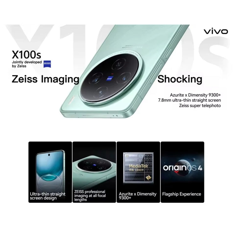 vivo X100s, Triple Back Cameras, 16GB+512GB, Face ID / Fingerprint Identification, 6.78 inch Android 14 OriginOS 4 Dimensity 9300+ Octa Core, OTG, NFC, Network: 5G, Support Google Play (Grey)