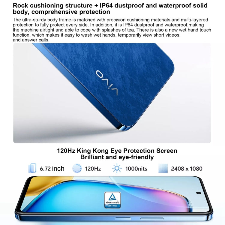 vivo Y200i, Dual Back Cameras, 12GB+256GB, Face ID Screen Fingerprint Identification, 6.72 inch Android 14.0 OriginOS 4 Snapdragon 4 Gen 2 Octa Core 2.2GHz, OTG, Network: 5G, Support Google Play (Black)