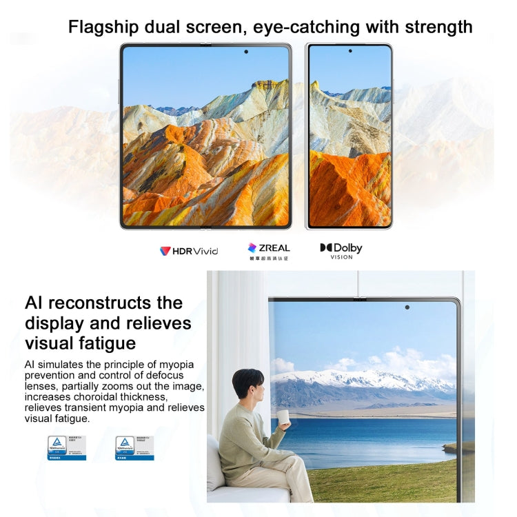 Honor Magic Vs3, 12GB+256GB, Side Fingerprint Identification 7.92 inch + 6.43 inch MagicOS 8.0.1 Snapdragon 8 Gen 2 Octa Core, Network: 5G, OTG, NFC (White)