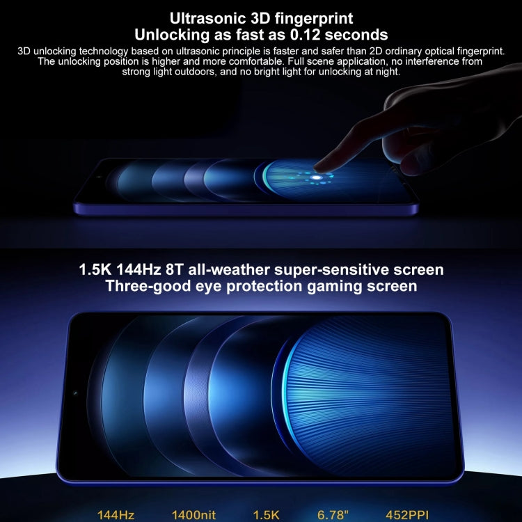 vivo iQOO Neo9S Pro+, 16GB+256GB, Face ID & Ultrasonic 3D Fingerprint Identification, 6.78 inch Android 14 OriginOS 4 Snapdragon 8 Gen 3 Octa Core 2.63GHz, OTG, NFC, Network: 5G, Support Google Play (White)