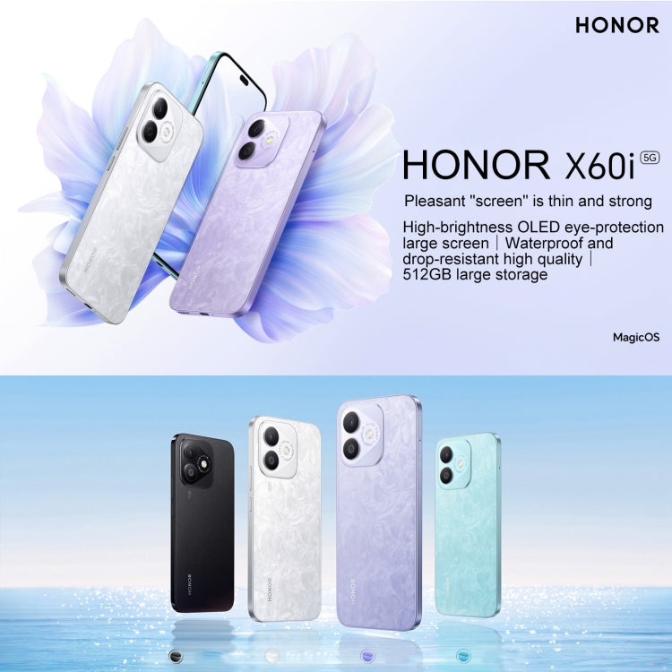 Honor X60i,  12GB+256GB, Screen Fingerprint, 6.7 inch MagicOS 8.0 Dimensity 6080 Octa Core, Network: 5G, OTG, Not Support Google Play (Purple)