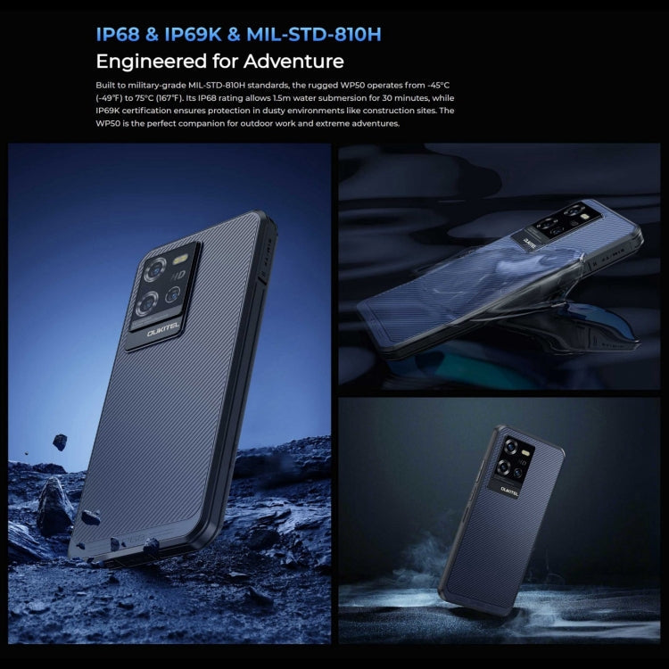 [HK Warehouse] Oukitel WP50 5G Rugged Phone, 4GB+256GB, 6.6 inch Android 14.0 MediaTek Dimensity 6100+ Octa-core, NFC, OTG, Network: 5G (Black)