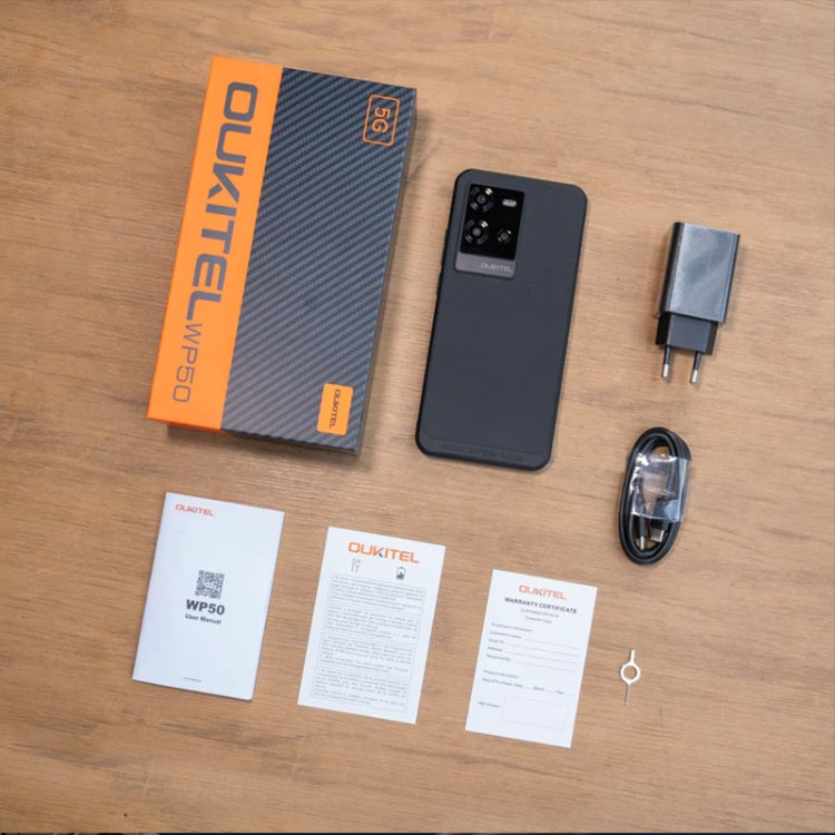 [HK Warehouse] Oukitel WP50 5G Rugged Phone, 4GB+256GB, 6.6 inch Android 14.0 MediaTek Dimensity 6100+ Octa-core, NFC, OTG, Network: 5G (Black)