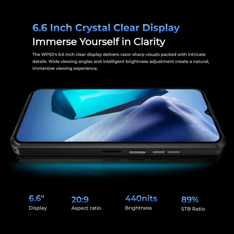 [HK Warehouse] Oukitel WP50 5G Rugged Phone, 4GB+256GB, 6.6 inch Android 14.0 MediaTek Dimensity 6100+ Octa-core, NFC, OTG, Network: 5G (Black)