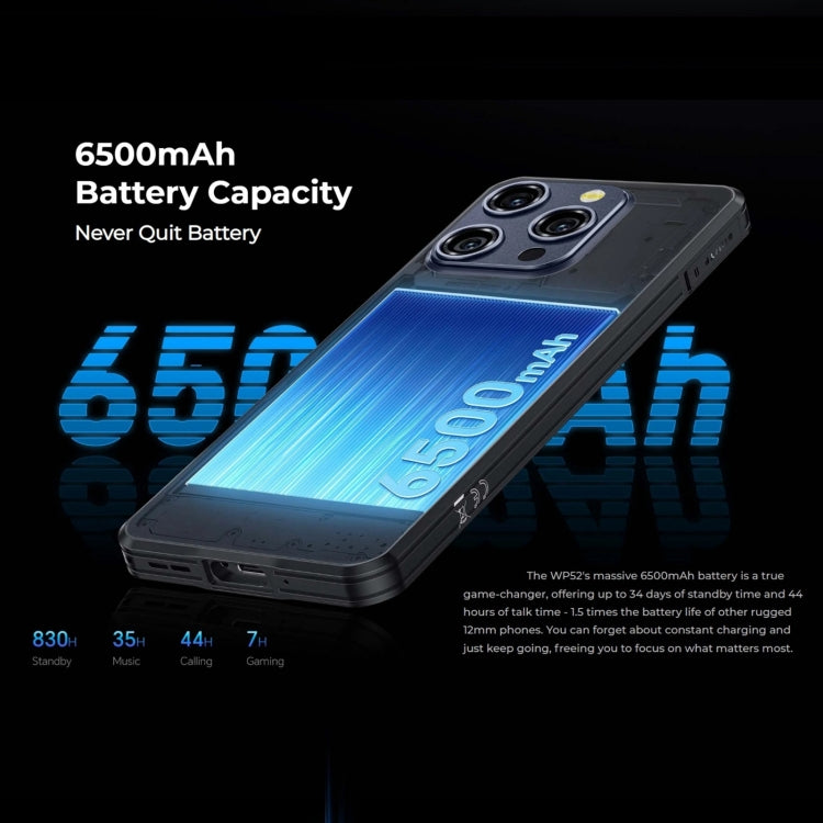 [HK Warehouse] Oukitel WP52 5G Rugged Phone, 4GB+256GB, 6.6 inch Android 14.0 MediaTek Dimensity 6100+ Octa-core, NFC, OTG, Network: 5G (Black)