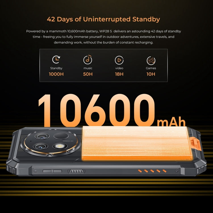 [HK Warehouse] Oukitel WP28 S IP68/IP69K Rugged Phone, 4GB+128GB, Fingerprint, 6.52 inch Unisoc T606 Octa-core, NFC, OTG, Network: 4G (Orange)