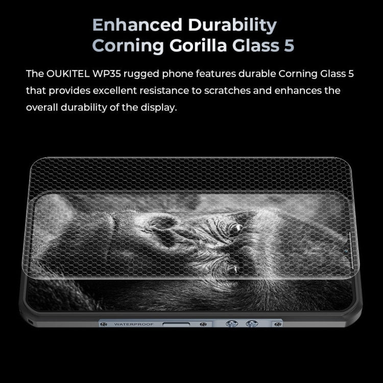 [HK Warehouse] Oukitel WP35 5G Rugged Phone, 8GB+256GB, IP68/IP69K Fingerprint Identification, 11000mAh, 6.6 inch MediaTek Dimensity 6100+ Octa Core, NFC, OTG, Network: 5G (Grey)