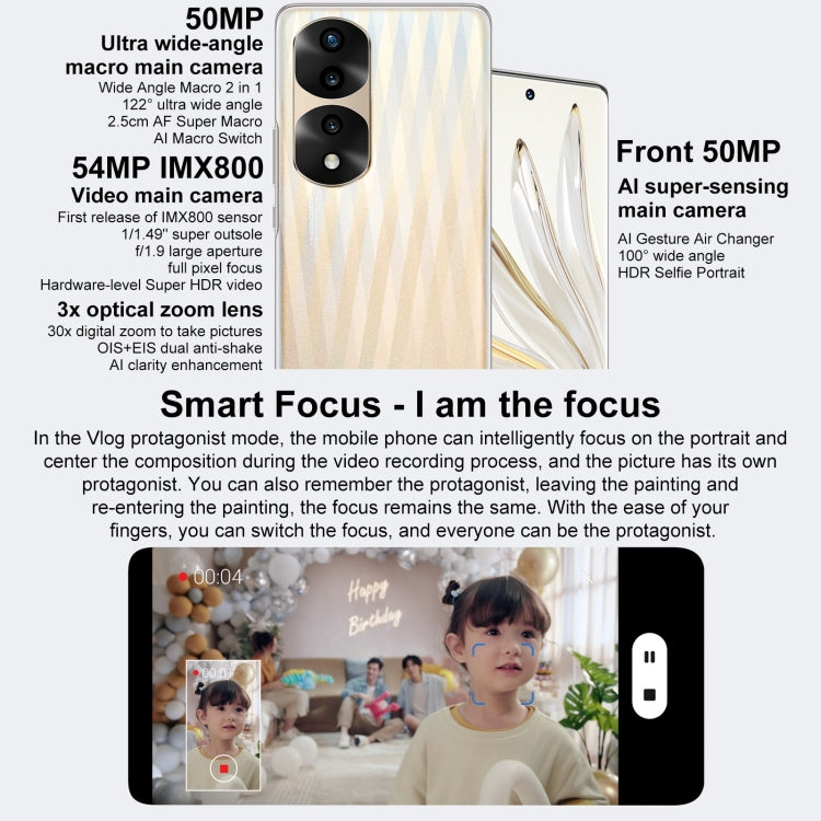 Honor 70 Pro+ 5G HPB-AN00, 54MP Cameras, 8GB+256GB, China Version, Triple Back Cameras, Screen Fingerprint Identification, 6.78 inch Magic UI 6.1 Dimensity 9000 Octa Core up to 3.05GHz, Network: 5G, OTG, NFC, Not Support Google Play(Green)