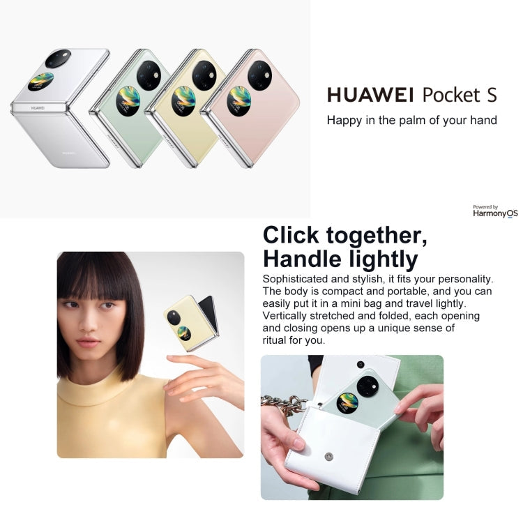 HUAWEI Pocket S 256GB BAL-AL60, 40MP Camera, China Version, Dual Back Cameras, Side Fingerprint Identification, 6.9 inch + 1.04 inch HarmonyOS 3.0 Snapdragon 778G Octa Core up to 2.42GHz, Network: 4G, OTG, NFC, Not Support Google Play(Silver)