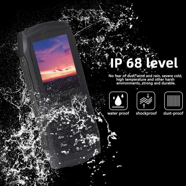 Rugtel R1C Rugged Phone, IP68 Waterproof Dustproof Shockproof, 2.4 inch, MTK6261D, 2000mAh Battery, SOS, FM, Dual SIM(Black)