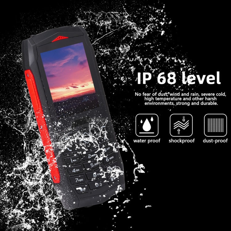 Rugtel R1C Rugged Phone, IP68 Waterproof Dustproof Shockproof, 2.4 inch, MTK6261D, 2000mAh Battery, SOS, FM, Dual SIM(Red)