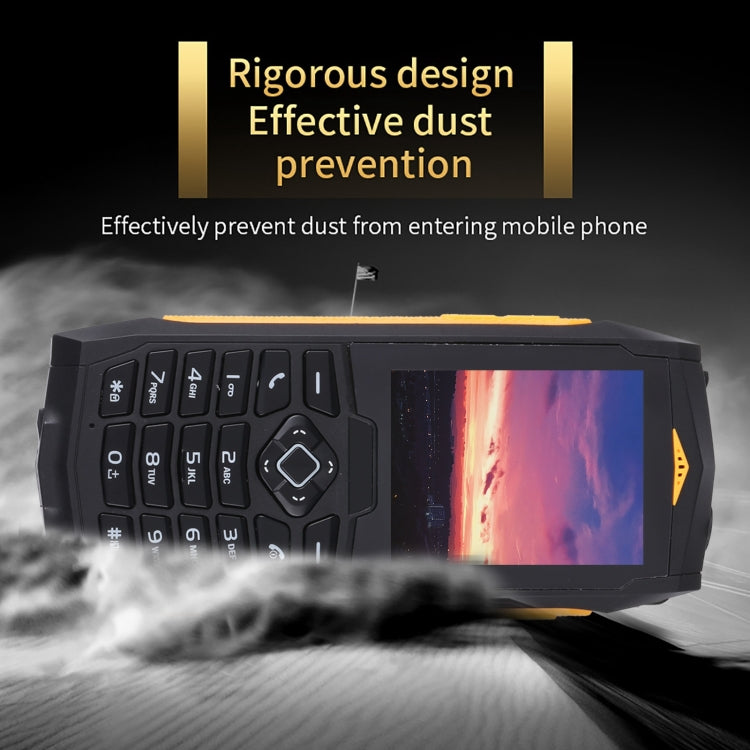 Rugtel R1C Rugged Phone, IP68 Waterproof Dustproof Shockproof, 2.4 inch, MTK6261D, 2000mAh Battery, SOS, FM, Dual SIM(Yellow)