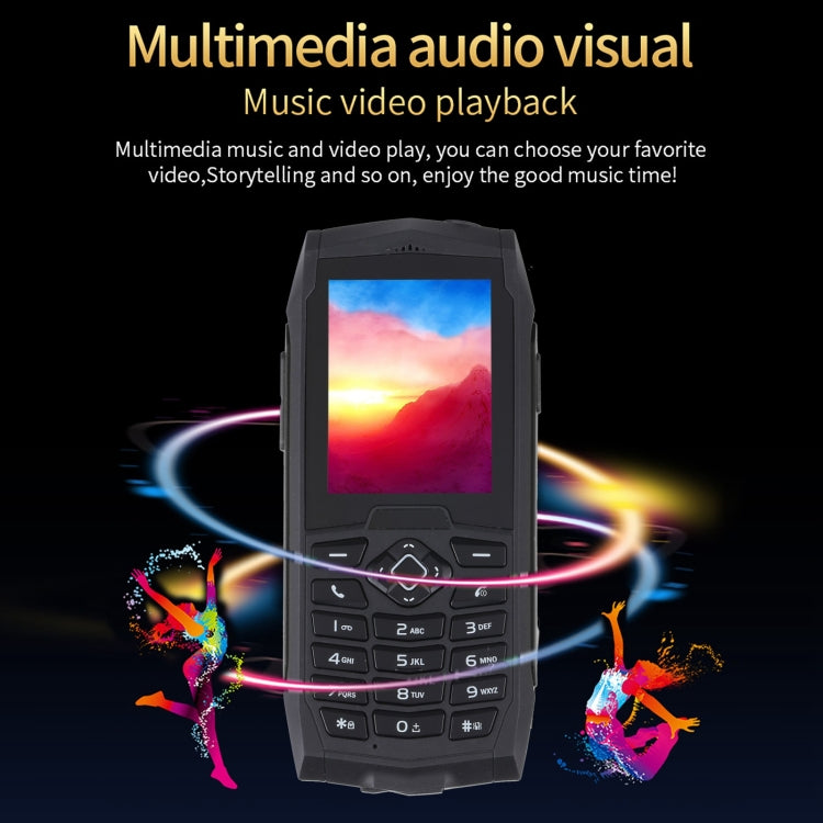 Rugtel R1D Rugged Phone, IP68 Waterproof Dustproof Shockproof, 2.4 inch, MTK6261D, 2000mAh Battery, Loud Box Speaker, FM, Network: 2G, Dual SIM (Black)