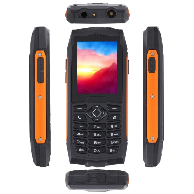 Rugtel R1D Rugged Phone, IP68 Waterproof Dustproof Shockproof, 2.4 inch, MTK6261D, 2000mAh Battery, Loud Box Speaker, FM, Network: 2G, Dual SIM(Orange)