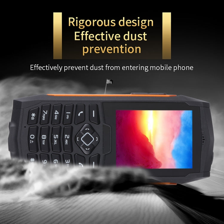 Rugtel R1D Rugged Phone, IP68 Waterproof Dustproof Shockproof, 2.4 inch, MTK6261D, 2000mAh Battery, Loud Box Speaker, FM, Network: 2G, Dual SIM(Orange)
