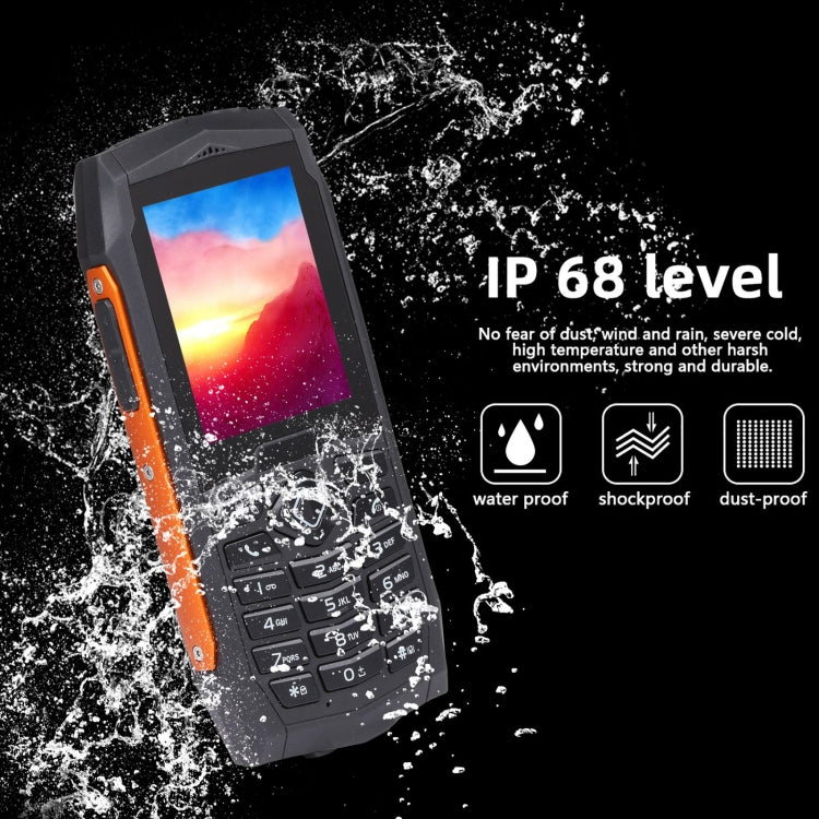 Rugtel R1D Rugged Phone, IP68 Waterproof Dustproof Shockproof, 2.4 inch, MTK6261D, 2000mAh Battery, Loud Box Speaker, FM, Network: 2G, Dual SIM(Orange)