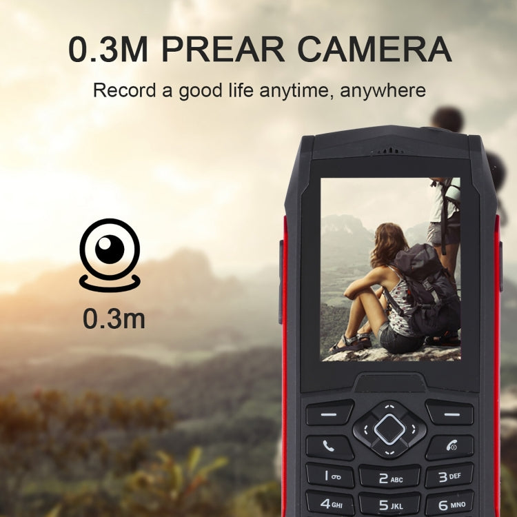 Rugtel R1D Rugged Phone, IP68 Waterproof Dustproof Shockproof, 2.4 inch, MTK6261D, 2000mAh Battery, Loud Box Speaker, FM, Network: 2G, Dual SIM (Red)