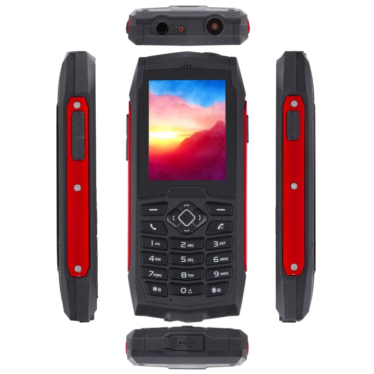 Rugtel R1D Rugged Phone, IP68 Waterproof Dustproof Shockproof, 2.4 inch, MTK6261D, 2000mAh Battery, Loud Box Speaker, FM, Network: 2G, Dual SIM (Red)