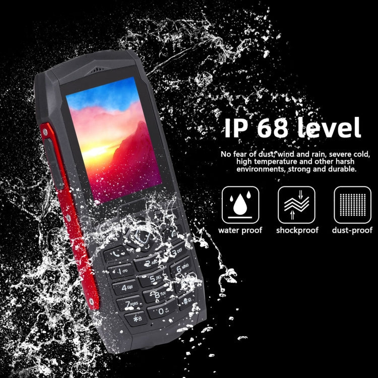 Rugtel R1D Rugged Phone, IP68 Waterproof Dustproof Shockproof, 2.4 inch, MTK6261D, 2000mAh Battery, Loud Box Speaker, FM, Network: 2G, Dual SIM (Red)