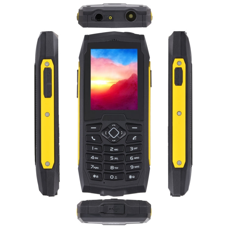 Rugtel R1D Rugged Phone, IP68 Waterproof Dustproof Shockproof, 2.4 inch, MTK6261D, 2000mAh Battery, Loud Box Speaker, FM, Network: 2G, Dual SIM(Yellow)