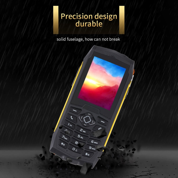 Rugtel R1D Rugged Phone, IP68 Waterproof Dustproof Shockproof, 2.4 inch, MTK6261D, 2000mAh Battery, Loud Box Speaker, FM, Network: 2G, Dual SIM(Yellow)