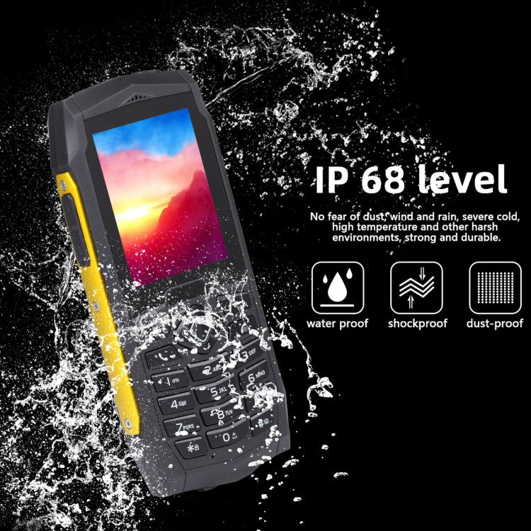 Rugtel R1D Rugged Phone, IP68 Waterproof Dustproof Shockproof, 2.4 inch, MTK6261D, 2000mAh Battery, Loud Box Speaker, FM, Network: 2G, Dual SIM(Yellow)