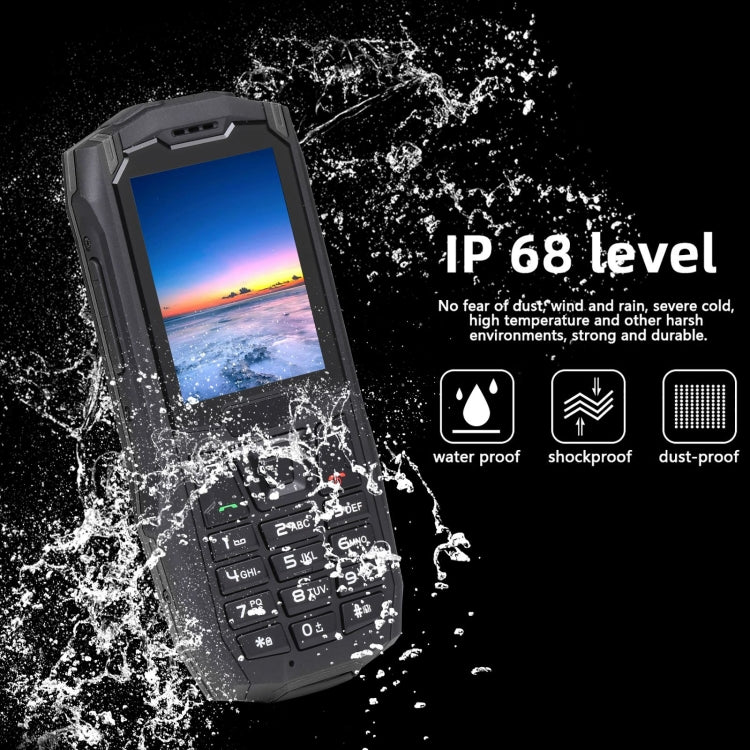 Rugtel R2C Rugged Phone, IP68 Waterproof Dustproof Shockproof, 2.4 inch, MTK6261D, 2500mAh Battery, SOS, FM, Dual SIM(Black)