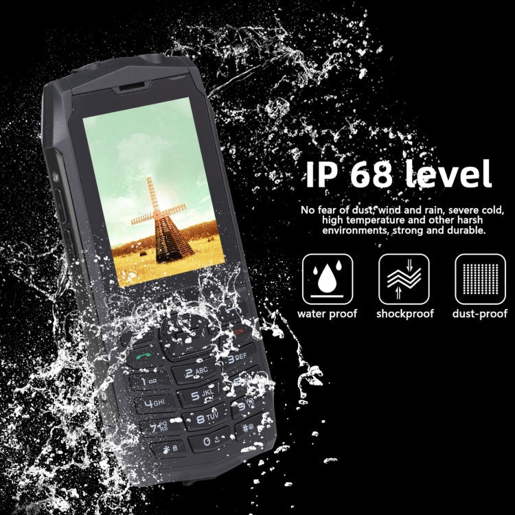 Rugtel R3C Rugged Phone, IP68 Waterproof Dustproof Shockproof, 2.8 inch, MTK6261D, 2000mAh Battery, SOS, FM, Dual SIM(Black)