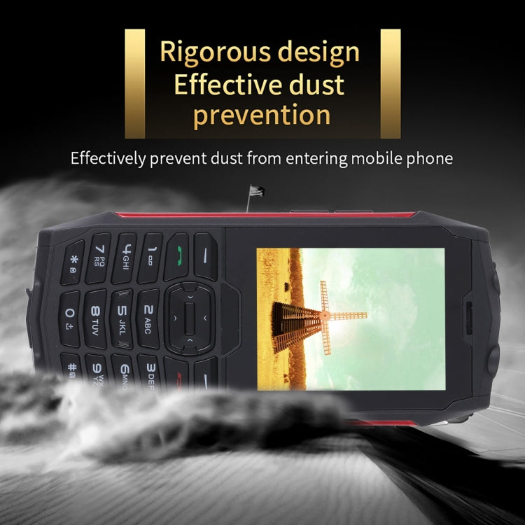 Rugtel R3C Rugged Phone, IP68 Waterproof Dustproof Shockproof, 2.8 inch, MTK6261D, 2000mAh Battery, SOS, FM, Dual SIM(Red)