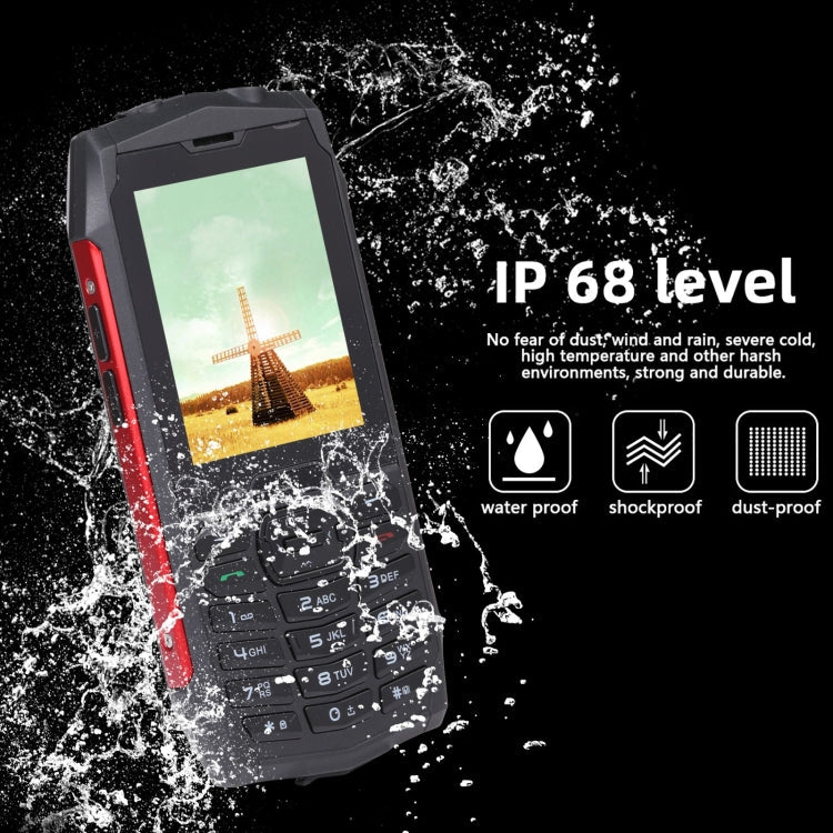 Rugtel R3C Rugged Phone, IP68 Waterproof Dustproof Shockproof, 2.8 inch, MTK6261D, 2000mAh Battery, SOS, FM, Dual SIM(Red)