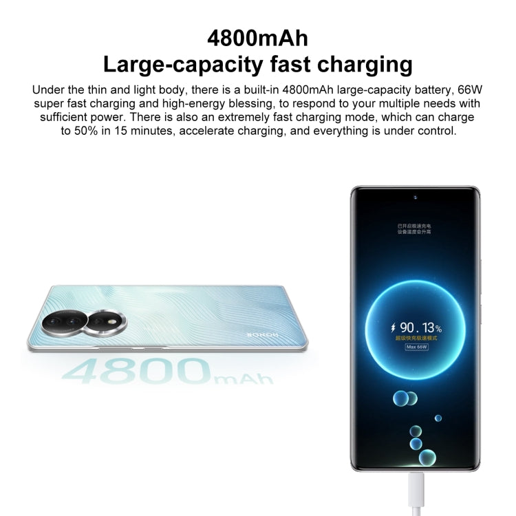 Honor 80 5G ANN-AN00, 160MP Cameras, 8GB+256GB, China Version, Triple Back Cameras, Screen Fingerprint Identification, 6.67 inch Magic UI 7.0 Qualcomm Snapdragon 782G Octa Core up to  2.7GHz, Network: 5G, OTG, NFC, Not Support Google Play(Blue)