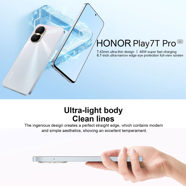 Honor Play7T Pro DIO-AN00, 50MP Camera, 8GB+128GB, China Version, Dual Back Cameras, Side Fingerprint Identification, 4000mAh Battery, 6.7inch Magic UI 6.1 / Android 12  Dimensity 6020 Octa Core, Network: 5G, OTG, Not Support Google Play (Black)