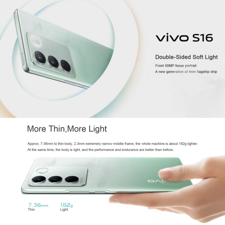 vivo S16 5G, 64MP Camera, 12GB+256GB, Triple Back Cameras, Srceen Fingerprint Identification, 4600mAh Battery, 6.78 inch Android 13 OriginOS 3 Qualcomm Snapdragon 870 Octa Core up to 3.2GHz, OTG, NFC, Network: 5G (Mint Green)
