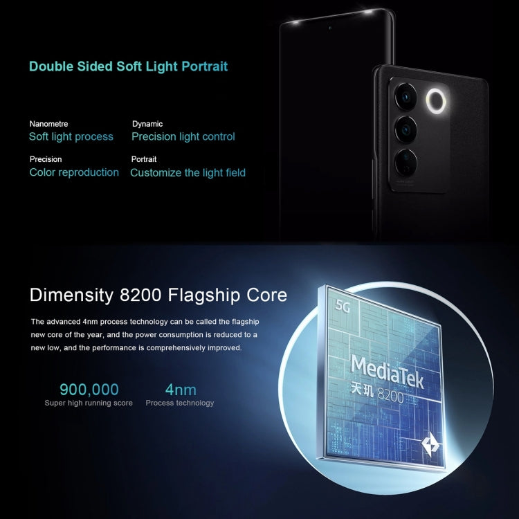 vivo S16 Pro 5G,  50MP Camera, 8GB+256GB, Triple Back Cameras, Srceen Fingerprint Identification, 4600mAh Battery, 6.78 inch Android 13 OriginOS 3 Dimensity 8200 Octa Core up to 3.1GHz, OTG, NFC, Network: 5G (Black)
