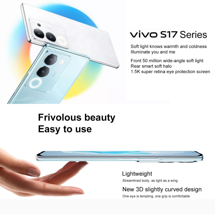vivo S17 Pro 5G, 50MP Camera, 12GB+256GB, Triple Back Cameras, Srceen Fingerprint Identification, 4600mAh Battery, 6.78 inch Android 13 OriginOS 3 Dimensity 8200 Octa Core up to 3.1GHz, OTG, NFC, Network: 5G(Blue)