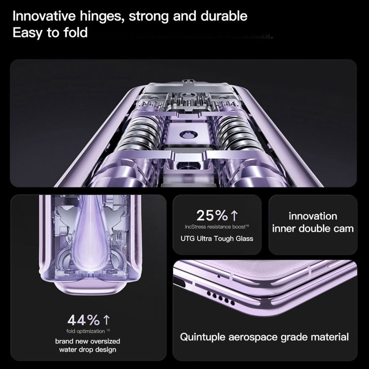 vivo X Flip 5G, 50MP Camera, 12GB+256GB, Dual Back Cameras, Side Fingerprint Identification, 4400mAh Battery, 6.74 inch + 3.0 inch Android 13.0 OriginOS 3 Qualcomm Snapdragon 8+ Gen1 Octa Core up to 3.0GHz, NFC, OTG, Network: 5G (Purple)
